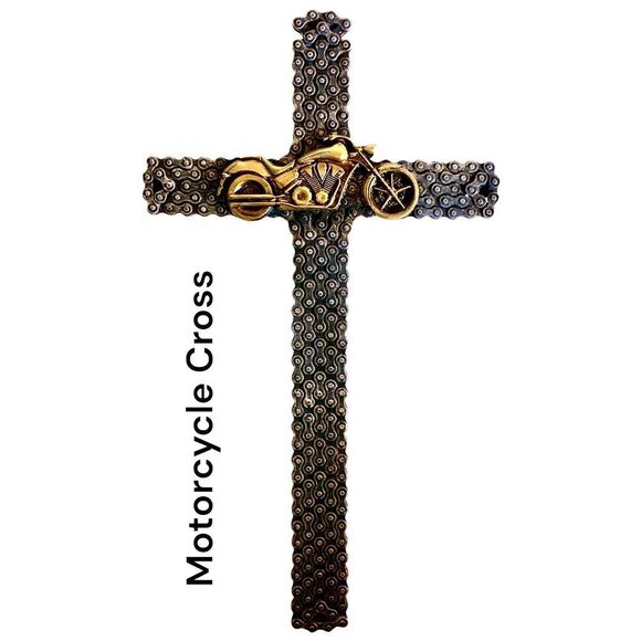 NWOT Montana West 18” Western Rustic Motorcycle Biker Chain 3-D Wall Cross - Picture 2 of 8